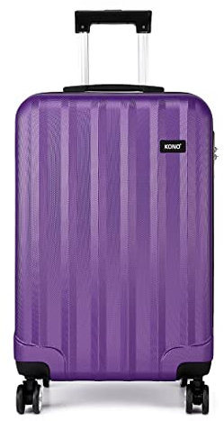 KONO Handgepäck Koffer Trolleys 55x35x20cm Leicht Hartschalenkoffer Reisekoffer mit 4 Rollen, Zwillingsrollen Rollkoffer, ABS Hartschale, 32Liter (Lila, M)