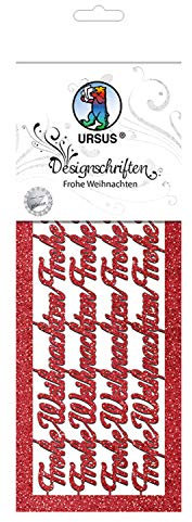 Ursus 57530001 - Designschriften, Frohe Weihnachten, rubinrot, ca. 27 x 10 cm, 330 g/qm, 2 Bogen, aus Glitterkarton, gelasert