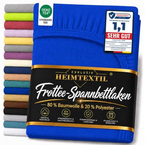 EXKLUSIV HEIMTEXTIL Frottee Spannbettlaken Premium 140-160 x 200 cm Royalblau