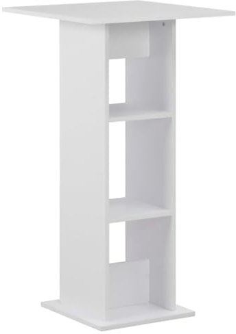 vidaXL Bartisch mit 2 Regalen Bartresen Stehtisch Tresentisch Bistrotisch Küchentisch Tisch Esstisch Loungetisch Frühstückstisch Weiß 60x60x110cm