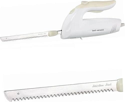 bmf-versand Elektrisches Messer 150 Watt - elektrisches Messer für Fleisch spülmaschinenfest - Doppelklingen Messer elektrisch - elektronisches Messer Profi mit Pflegetuch - Edelstahl Elektromesser