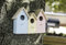 garden mile® Nichoir de jardin 3 en 1 en bois pour oiseaux sauvages - Résistant aux prédateurs - Petits oiseaux - Moineaux - Mésanges - Robin Nester - Décoration de jardin