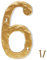 Numero civico da 15,2 cm, in ghisa rustica, resistente, con aspetto martellato, dorato, numero 6