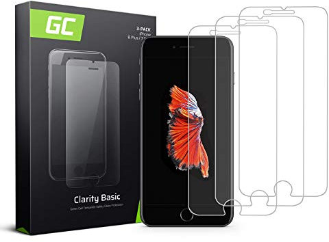 Green Cell 3 Stück Panzerglas für iPhone 6 Plus 6S Plus 7 Plus 8 Plus Displayschutzfolie Schutzfolie Schutzglas 9H Härte Glasfolie Glass Screen Protector Panzerfolie