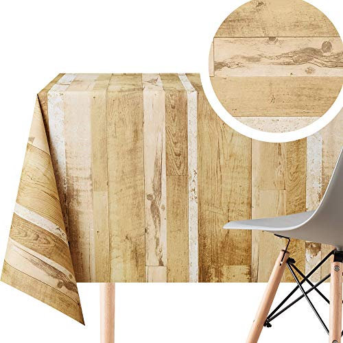 KP HOME Wachstuchtischdecke Rustikale Holz-tischdecke Aus Vinyl Wasserdicht Wachstuch Tischdecken Abwaschbar 300x140 Braun Beige Wachstischdecke Vinyl PVC Tischdecke Holzdesign Rechteckig Kunststoff