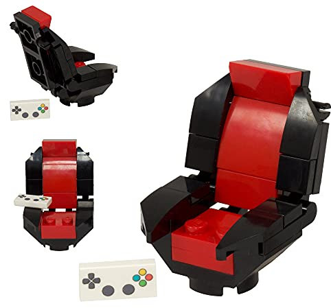 Red Computer Video Gaming Chair with Gamepad | Custom kit made with real LEGO Bricks | Instructions Included