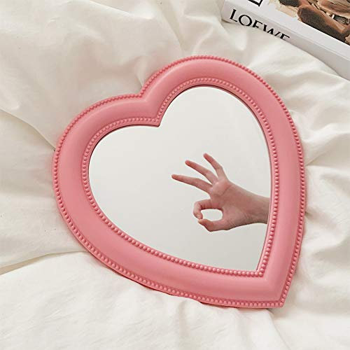 Ouken Forme De Coeur Maquillage Maquillage Maquillage Miroir Miroir Miroir Miroir Miroir Cosmétique Pour Femmes Dames Filles Rose