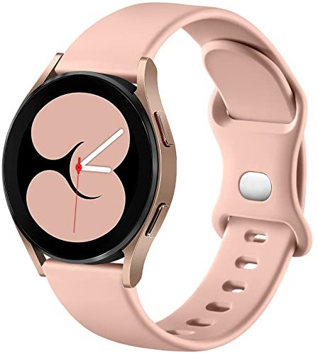 Mastten Silikon Armband kompatibel mit Samsung Galaxy Watch 4 5 6 7 Active 2 40mm 44mm, 20mm Sport Band Doppelloch-Schnalle Armbänder für Galaxy Watch FE/4 6 Classic/5 Pro, Rosa
