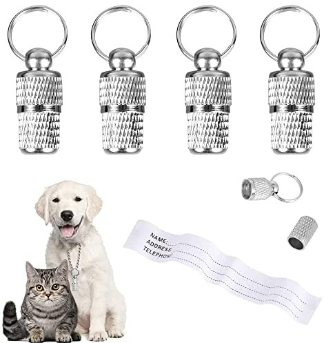 4 Stücke Haustier ID Tags, Adressanhänger für Hunde Katzen, Anhänger Haustier ID Adresse Tag, Wasserdicht, Halsband Anhänger für Katze und Hund, Verlust von Haustieren zu Verhindern