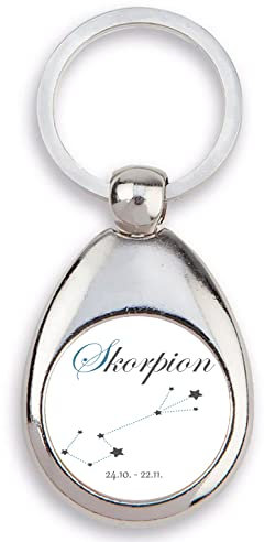 Schlüsselanhänger mit Sternzeichen & Einkaufswagen Chip,Horoskop,Geschenk Geburtstag Metall silber, Fische,Widder,Stier,Zwillinge,Krebs,Löwe,Jungfrau,Waage,Skorpion,Schütze,Steinbock (Skorpion)
