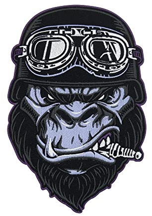 Finally Home Großer Biker Gorilla Patch zum Aufbügeln | Motorrad Kutte Patches, Rückenaufnäher, Motorradjacke Rückenpatch, Motorcycle Rocker Aufnäher für Lederwesten