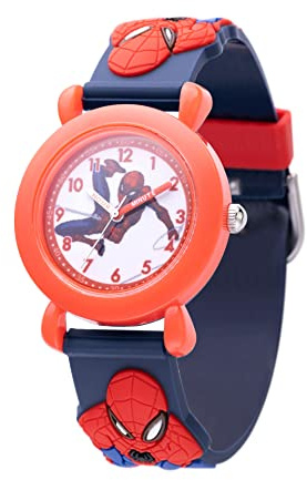 Marvel Spider-Man Kinder-Armbanduhr, analog, Quarz, 3D-Armband, Blau, Blau, blau, Band