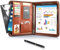 Schreibmappe A4, Konferenzmappe Leder, Dokumentenmappe mit Reißverschluss, Wasserdicht Aktenmappe mit Ringbuch Klemmbrett Notizblock, Portfolio Padfolio Mappe für Business Meeting, Braun