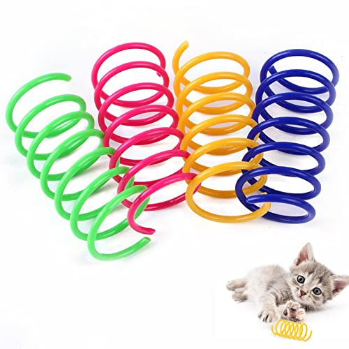 100 Stück Cat Spring Spielzeug für Katzen - Interaktives Frühlingsspielzeug, Kunststoff Spiralfedern, Breit Bunte Spiralfedern, Spirale für Katze