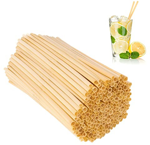 Bahan alamy 300 Stück Weizen-Trinkhalme, 15 cm Weizenstrinkhalme, 100% Biologisch Abbaubare Trinkhalme, Natürliche Bastelstroh, 100% Natürlich, BPA-Frei