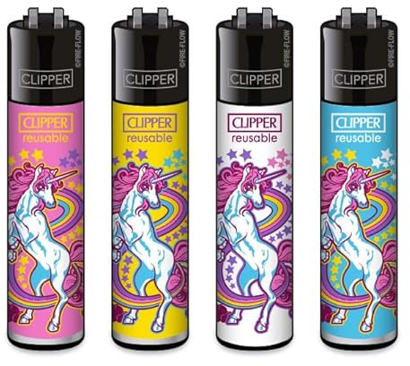 Clipper® Set di 4 accendini Unicorns