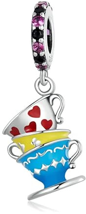 Charm Tassen Alice im Wunderland Königin der Herzen für Disney 925er Silber – Les Folies für Pandora, Sterling-Silber, Zirkonia