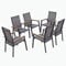 MFSTUDIO 6 PCS Aluminium Patio Dining Chairs Set,Textilene Outdoor Stackable Chairs with Wooden Armest for Garden, Poolside, Backyard,Grey