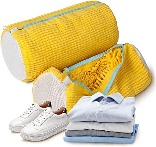 UrCreat Schuhe Waschbeutel, Wiederverwendbare Netzschuhe Wäschesack Mit Reißverschluss Für Schuhe, Strapazierfähige Waschmaschine Schuhnetz Schuhbeutel, Für Sneaker, Socken (2 Stück)