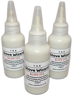 The Stove Wizard Stove Rope Adhesive – 150ml (3 x 50ml Bottles) | Heat Resistant Glue for Stove Rope Seals, Boilers, Range Cookers, Flue Joints | White, Easy to Apply, UK Made