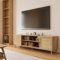 GEBAROW TV Stand for 75+ Inch TV, Entertainment Center with Adjustable Shelf, Rattan TV Console with 2 Storage Cabinets, Mid Century Modern TV Console Table for Living Room Bedroom