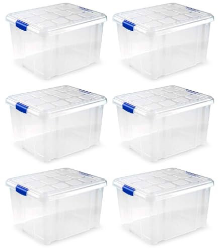 AC - Pack de 6 Cajas de ordenación de plástico Transparente N.º 2. Contenedor para almacenar Juguetes, Libros, Ropa, Mantas. Capacidad 25 litros. Dimensiones Aprox.: 42,2 x 35 x 25,6 cm