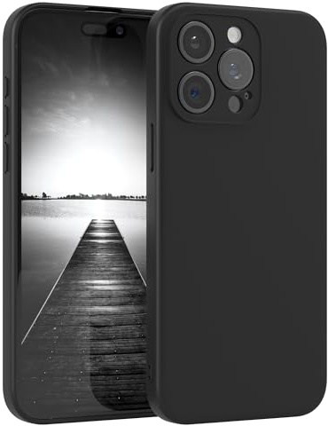 EAZY CASE - Silikonhülle für iPhone 15 Pro Max Hülle Silikon Case Schwarz weich stoßfeste Handyhülle Schutzhülle mit Kameraschutz Dünn Premium Schutz Cover TPU Phone Bumper in Mattschwarz