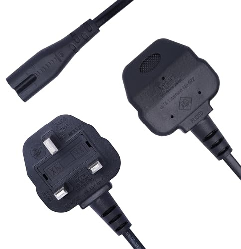 Lite-an 5 Meter Figure 8 Power Lead - 2 Pin Power Cable For TVs, Printer, PS5, PS4, Xbox, IEC C7 Power Cord, Straight Pin, Black