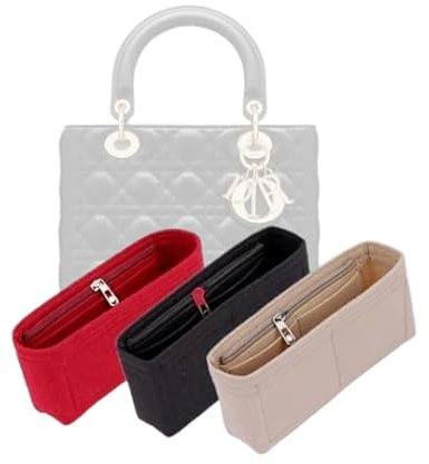 LinerLink Taschen-Organizer für Dior Mini Lady Bag (17 L x 15 H x 7 T) | Handgefertigter Taschen-Organizer | individueller Tascheneinsatz | 2 mm Filztascheneinsatz (Beige, Stil B: seitlicher