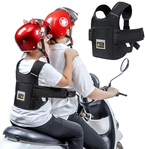 Ceinture de sécurité pour enfant - Longueur réglable - Ceinture de moto pour enfants avec bandes réfléchissantes - Ceinture de sécurité arrière de vélo - Protection contre les chutes - Pour enfants de