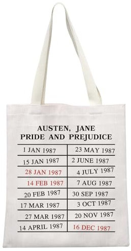 GJTIM Bookish Gift Prejudice Book Library Card Canvas Shoulder Bag Literary Tote Bag for Book Lovers, Pride Time Tragetasche, modisch