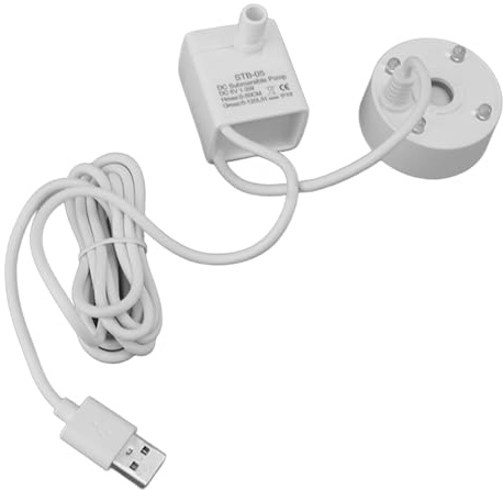 Hztyyier Nebel-Hersteller USB-Nebel-Hersteller Pumpe LED-Bunte Beleuchtung Brunnen Zerstäuber Luftbe Feuchter 5V Nebel Maschine für Teich Garten (White)