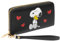 Peanuts Damen Geldbörse mit Snoopy-Design, Reißverschluss, Kartenfächern & Münzfach in Schwarz