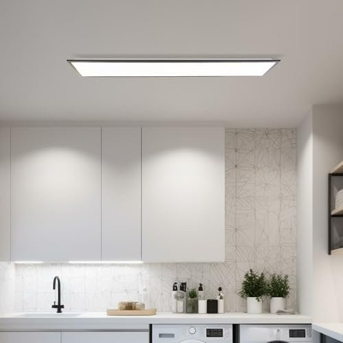 Lightbox Basic LED Aufbaupaneel | 120 x 30 cm | zeitloses Wand- & Deckenpanel mit schwarzem Rahmen & neutralweißer Lichtfarbe (4000 K) | 4600 lm | für jeden Raum | aus Aluminium/Kunststoff