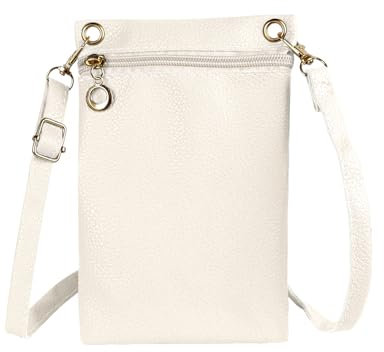 APMGONT Frauen Crossbody-Telefon-Tasche, Pu-Leder Handy GeldböRse Taschen, Mini-Schulter Handy GeldböRse Langen Abnehmbaren Verstellbaren Riemen, Kleine Tasche füR Frauen Lady (Weiß)