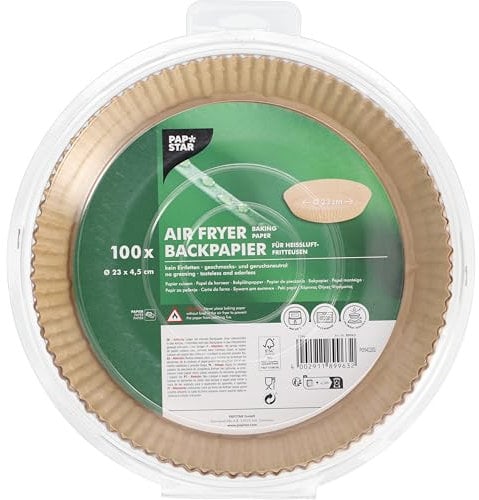 PAPSTAR, 100 Backpapiere Ø 23 cm · 4,5 cm braun für Heißluftfritteusen