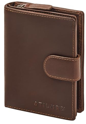 STILORD 'Aventus' Elegante Herren Geldbörse Leder mit RFID-Schutz vor Datendiebstahl - Viele Kartenfächer - Münzfach mit Reißverschluss - Portemonnaie Herren Echt-Leder, Farbe:Sonora - Cognac
