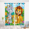 Generisch Vorhänge Blickdicht Cartoon Safari Tier, Gardinen mit Ösen, Vorhang Kinder Dschungel Zoo für Schlafzimmer Wohnzimmer Thermovorhang Dekoration Curtains 150 x 166cm (H x B) MZW&-111