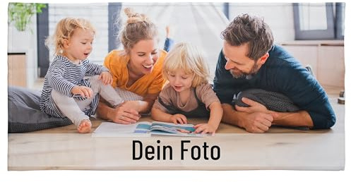 Handtuch personalisiert mit Foto - Personalisiertes Handtuch bedrucken - Persönliches Foto Geschenk - Coole Fotogeschenke für Freundinnen, Freunde und Partner (Querformat, 50 x 100 cm)