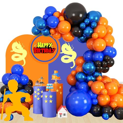 Schwarz Blau Orange Farbene Geburtstags Luftballons Partyballons Dekoration Cartoon Partydekoration