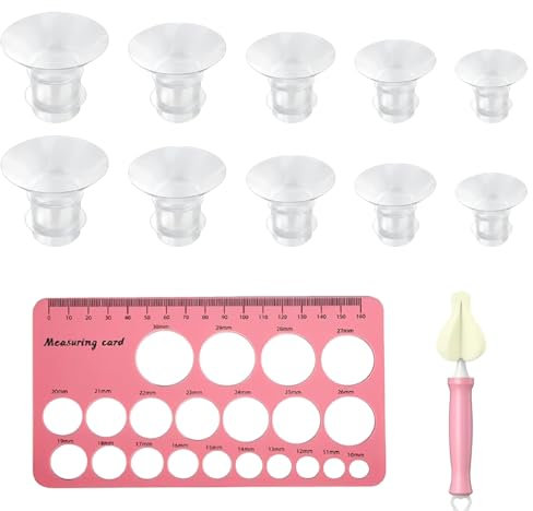 NHQZ 10 Pezzi inserti flangiati da 13/15/17/19/21mm per flangia 24mm schermo della maggior parte delle pompe, senza BPA, compatibili con Jheppbay/Bellababy/Momcozy/Nuliie tiralatteMedela