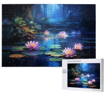 Lotus Flowers 1000 Puzzles für Erwachsene, herausfordernde Puzzle, perfekt für Spieleabende, komplette Puzzlegrößen, 75 x 50 cm