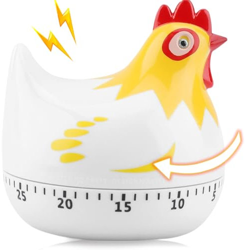 Kitchen Timers, Kitchen Timer, 2.5x2.6 Chicken Shaped Egg Timer with Loud Alarm, 60 Minute ABS Plastic Timers for Cooking, Boiling Eggs