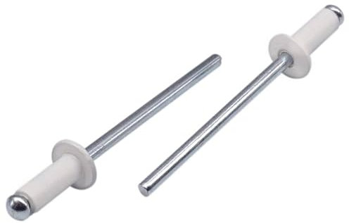 SKIR'CO Lot de 20 rivets aveugles peints 4,0 x 8 mm en aluminium DIN 7337 Tête bombée Mandrin en acier Rivets Pop Rivets (blanc pur RAL 9010)