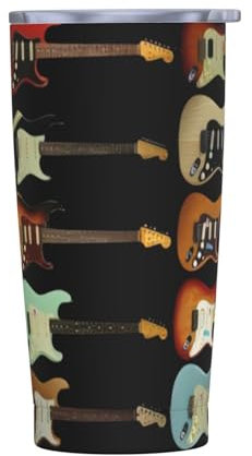 QGWDYYJQ Mug isotherme en acier inoxydable avec motif guitare artistique imprimé 591 ml