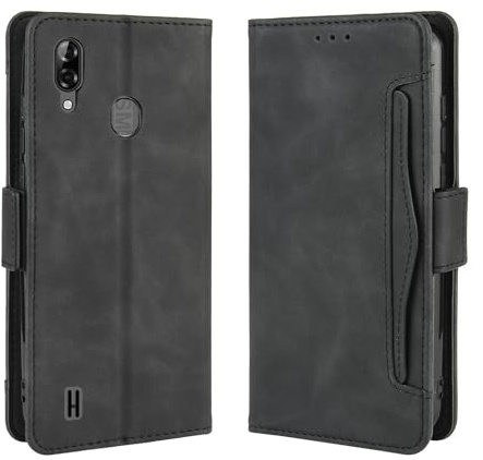 Lucyliy Hülle Für Blackview A60 Pro, Schützendes PU-Leder-Etui mit Kartenschlitzen und Halterfunktion Case Cover Black