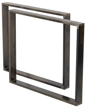 2-er-Set Kufen-Tischgestell 80 × 71 cm – Metallgestell im Iron-Look mit transparentem Klarlack-Glanz, 80 × 20 mm Vierkantprofil, einfache Montage, Industrial-Design für DIY-Esstisch & Schreibtisch