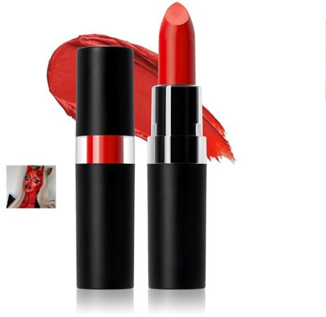 Professional Face & Body Paint Stick Kit - Cream Blend Makeup Stick Rainbow Matte Lipstick with Glitter Safe, Long-Lasting SFX for Halloween, Sports, Theater, Festival, Party Cosplay (Red)