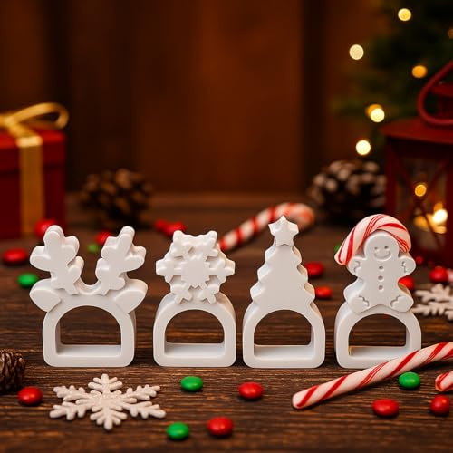 Silikonformen Gießformen Weihnachten, 4 Stück Silikonform Weihnachten Elch Schneeflocken Gießformen Silikon Weihnachten Tannenbaum Gips Zum Gießen Silikonform Süßigkeiten Ornamente (A)