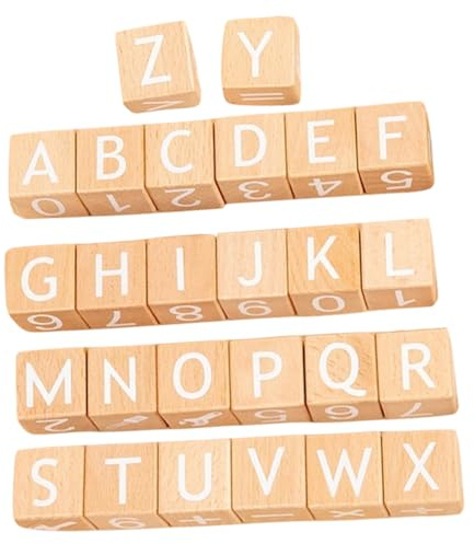 FUNOMOCYA 26 Stück Teiliges Holz Buchstaben und Zahlenbausteine Bunte Große Bauklötze Pädagogisches Lernspielzeug für Frühkindlichen Alphabet und Zahlenförderung